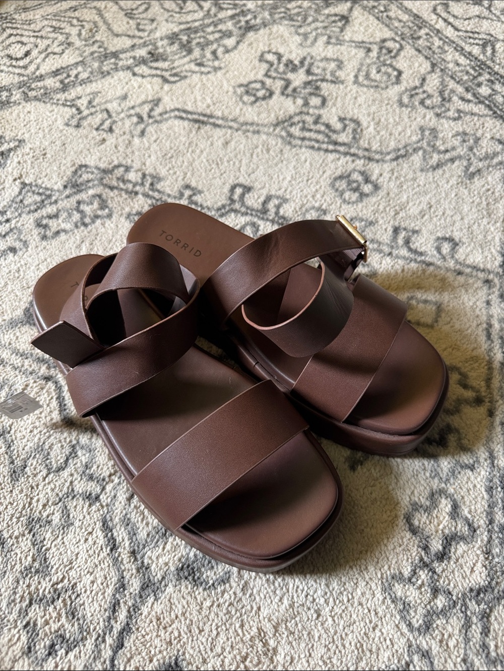 TORRID Dark Brown Buckle Wrap Platform Sandals